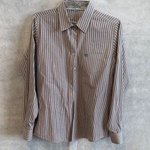 Womens M Striped Button-Up Shirt